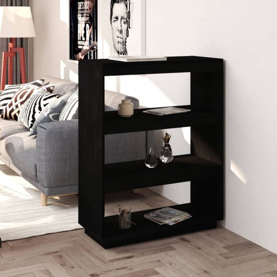 ForYou Prolenta Premium Boekenkast kamerscherm 80x35x103 cm massief grenenhout zwart