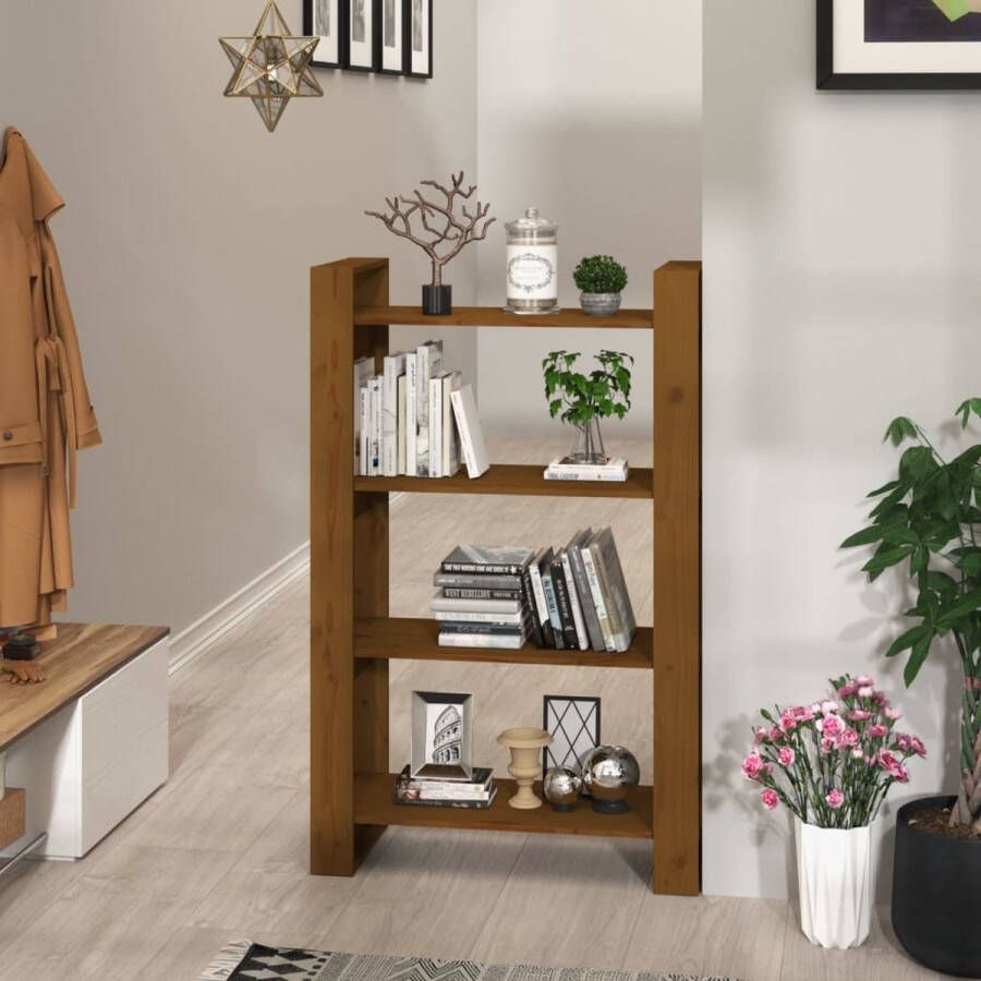 ForYou Prolenta Premium Boekenkast kamerscherm 80x35x125 cm massief hout honingbruin