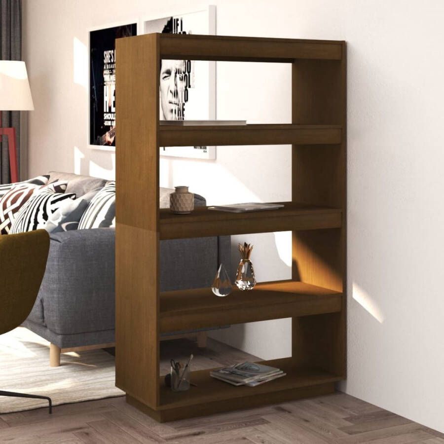 ForYou Prolenta Premium Boekenkast kamerscherm 80x35x135 cm grenenhout honingbruin