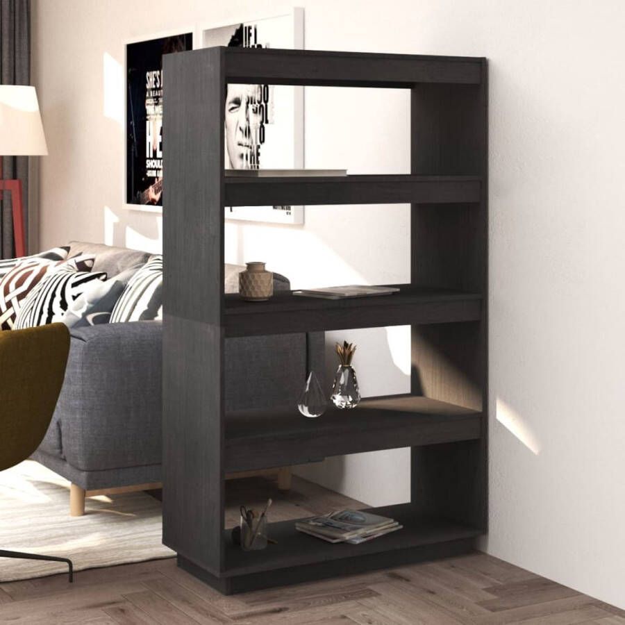 ForYou Prolenta Premium Boekenkast kamerscherm 80x35x135 cm massief grenenhout grijs