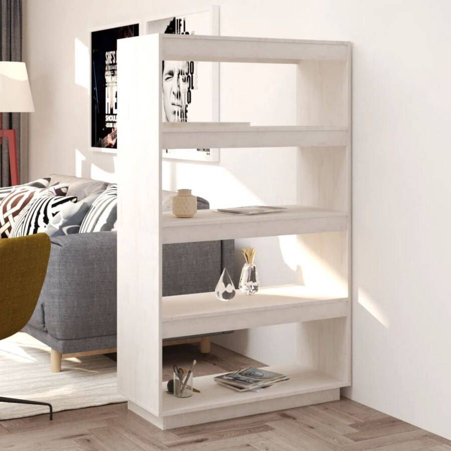 ForYou Prolenta Premium Boekenkast kamerscherm 80x35x135 cm massief grenenhout wit