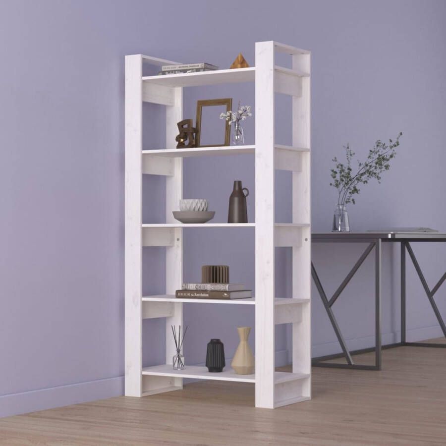 ForYou Prolenta Premium Boekenkast kamerscherm 80x35x160 cm massief hout wit