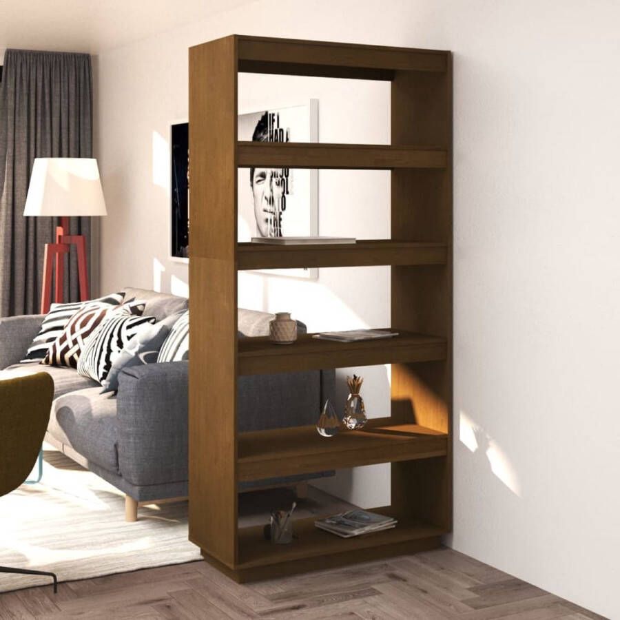 ForYou Prolenta Premium Boekenkast kamerscherm 80x35x167 cm grenenhout honingbruin