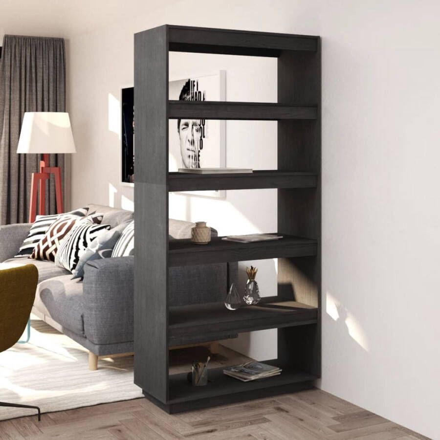 ForYou Prolenta Premium Boekenkast kamerscherm 80x35x167 cm massief grenenhout grijs