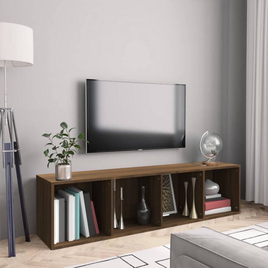 ForYou Prolenta Premium Boekenkast tv-meubel 143x30x36 cm bewerkt hout bruineikenkleur