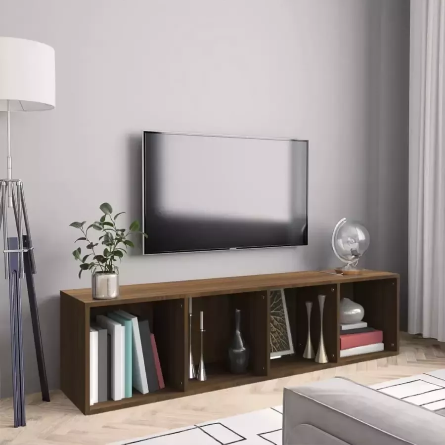 ForYou Prolenta Premium Boekenkast tv-meubel 143x30x36 cm bewerkt hout bruineikenkleur