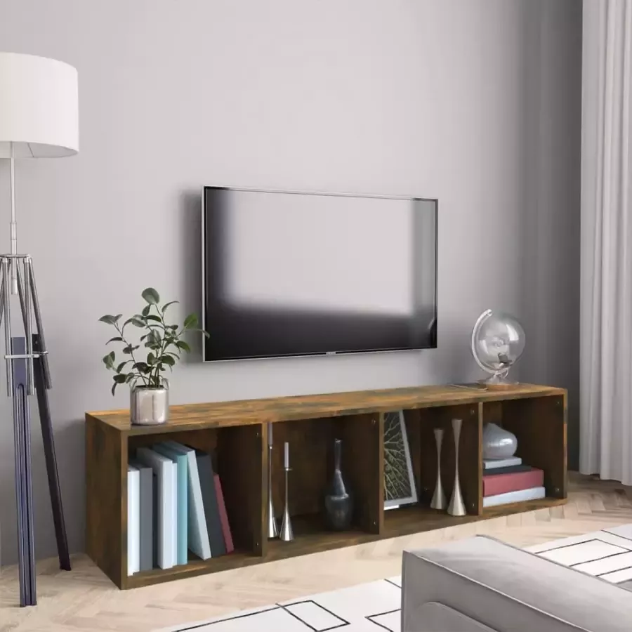 ForYou Prolenta Premium Boekenkast tv-meubel 143x30x36 cm bewerkt hout gerookt eiken