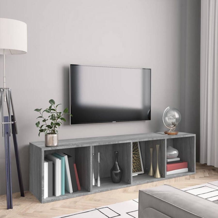 ForYou Prolenta Premium Boekenkast tv-meubel 143x30x36 cm bewerkt hout grijs sonoma