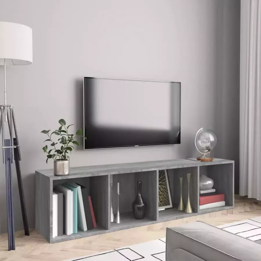 ForYou Prolenta Premium Boekenkast tv-meubel 143x30x36 cm bewerkt hout grijs sonoma