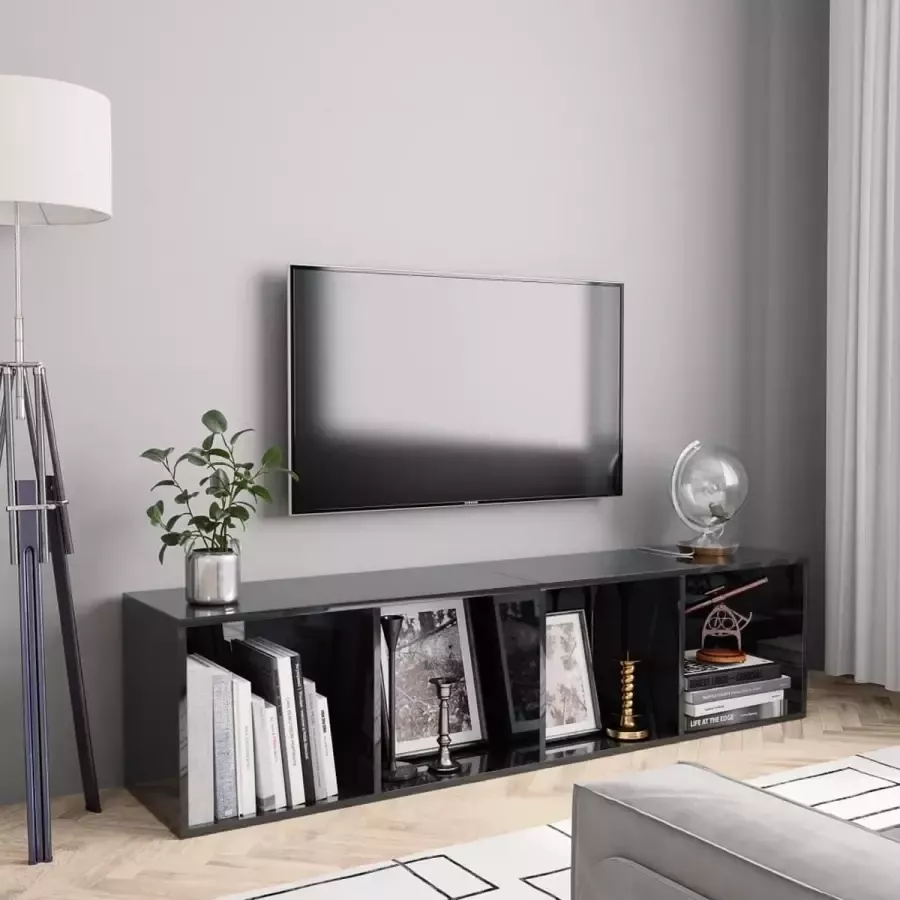 ForYou Prolenta Premium Boekenkast tv-meubel 143x30x36 cm hoogglans zwart
