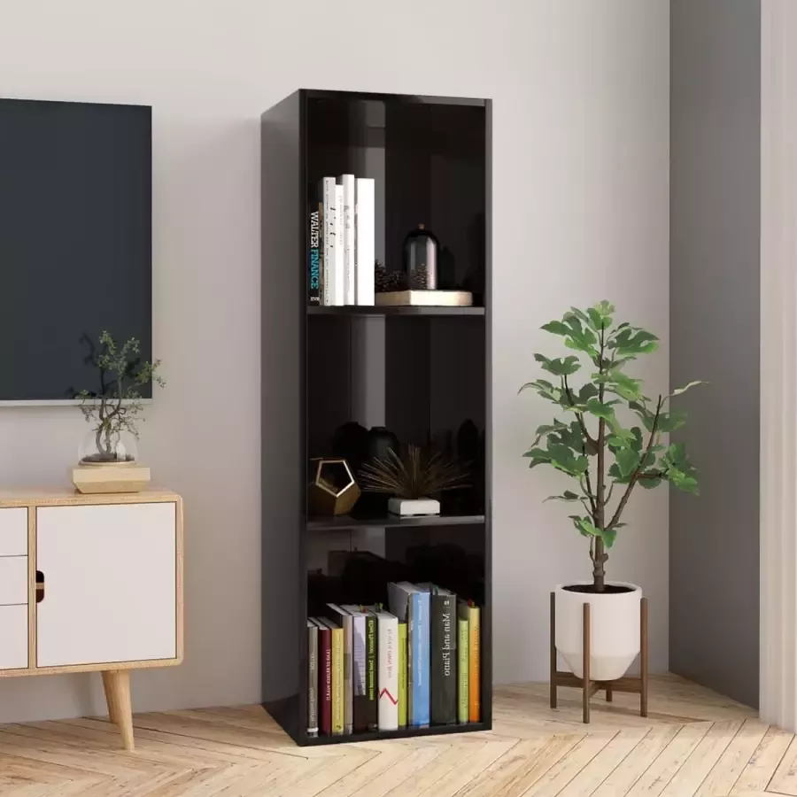 ForYou Prolenta Premium Boekenkast tv-meubel 36x30x114 cm bewerkt hout hoogglans zwart