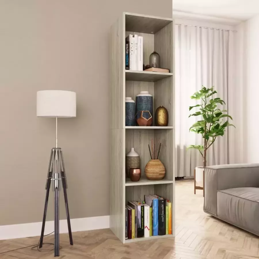ForYou Prolenta Premium Boekenkast tv-meubel 36x30x143cm bewerkt hout sonoma eikenkleur