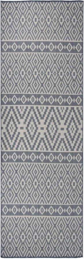 ForYou Prolenta Premium Buitenkleed met patroon platgeweven 80x250 cm blauw