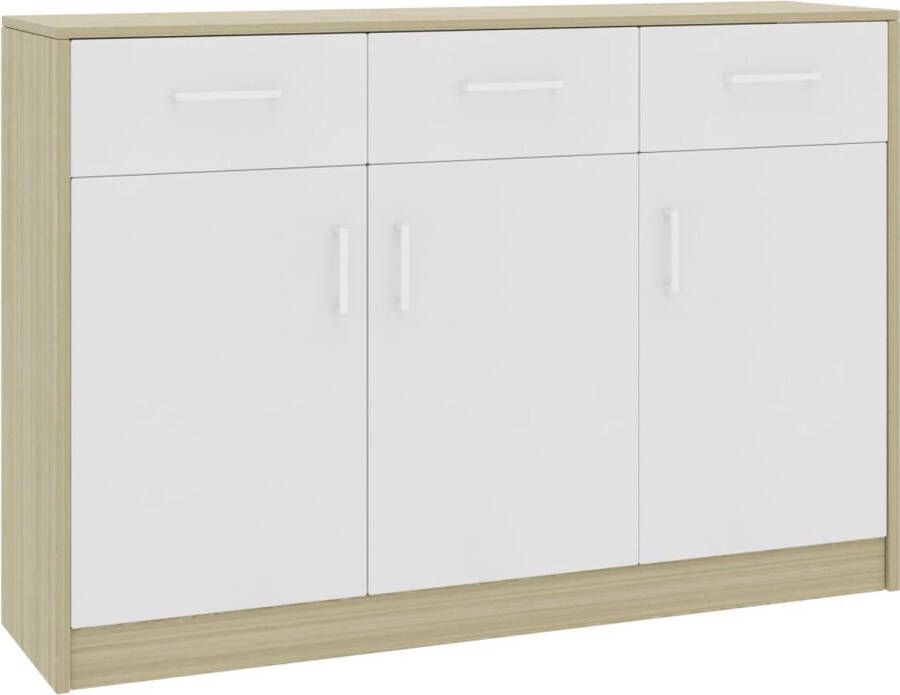 ForYou Prolenta Premium Dressoir 110x30x75 cm spaanplaat wit en sonoma eikenkleurig