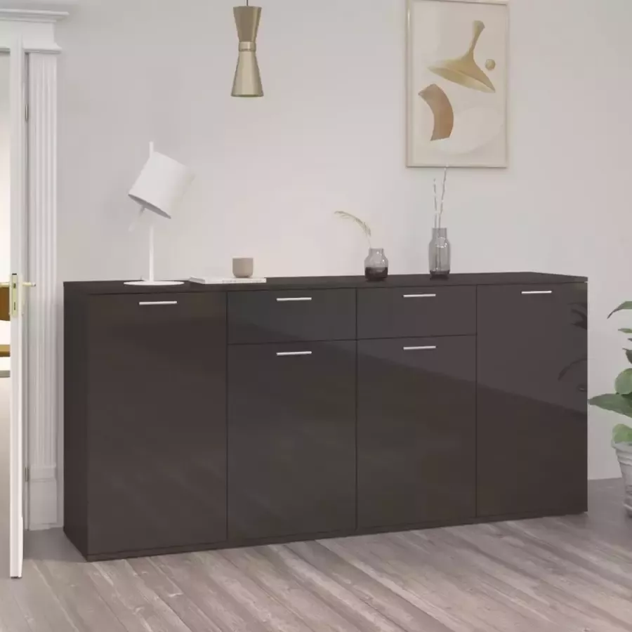 ForYou Prolenta Premium Dressoir 160x36x75 cm spaanplaat hoogglans zwart