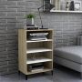 ForYou Prolenta Premium Dressoir 57x35x90 cm spaanplaat wit en sonoma eikenkleurig - Thumbnail 1