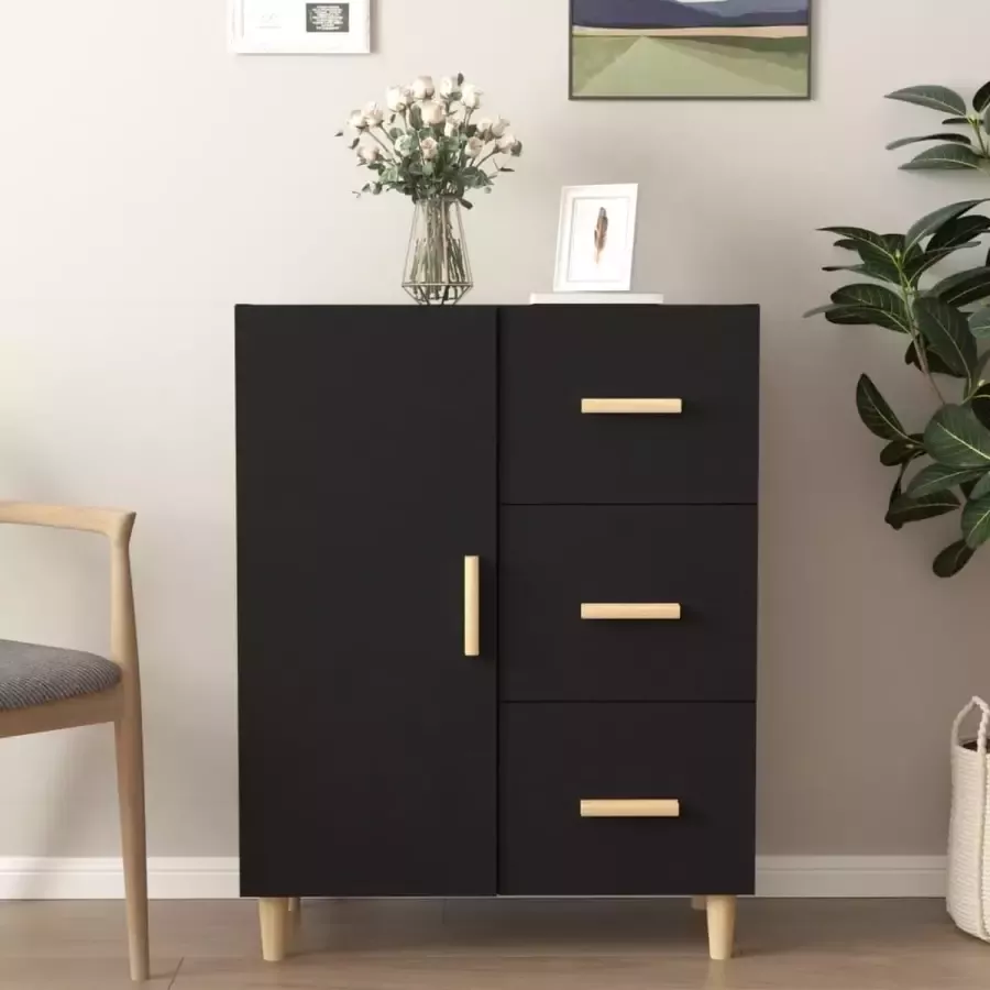 ForYou Prolenta Premium Dressoir 69 5x34x90 cm bewerkt hout zwart - Foto 3