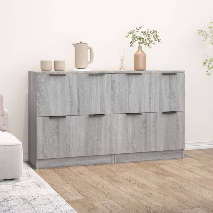 ForYou Prolenta Premium Dressoirs 2 st 60x30x70 cm bewerkt hout grijs sonoma eikenkleur