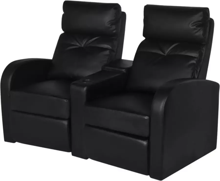 ForYou Prolenta Premium Dubbele relaxfauteuil met middenleuning kunstleer zwart- Fauteuil Fauteuils met armleuning Hoes stretch Relax Design