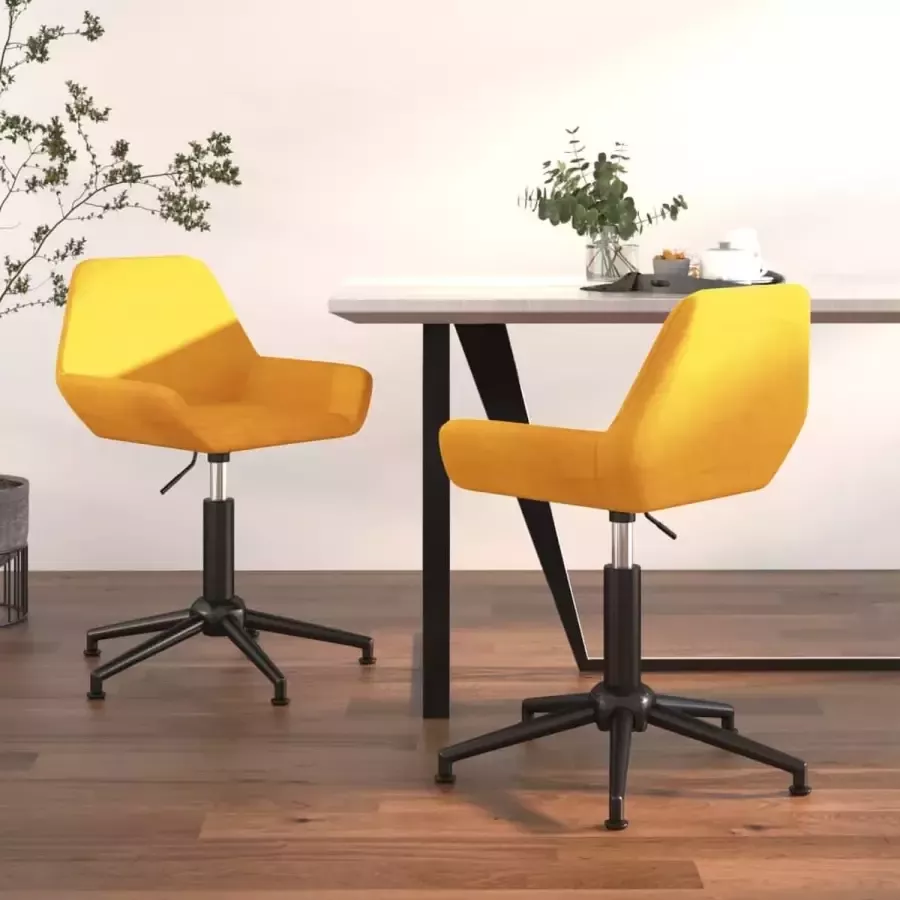 ForYou Prolenta Premium Eetkamerstoelen 2 st draaibaar fluweel mosterdgeel