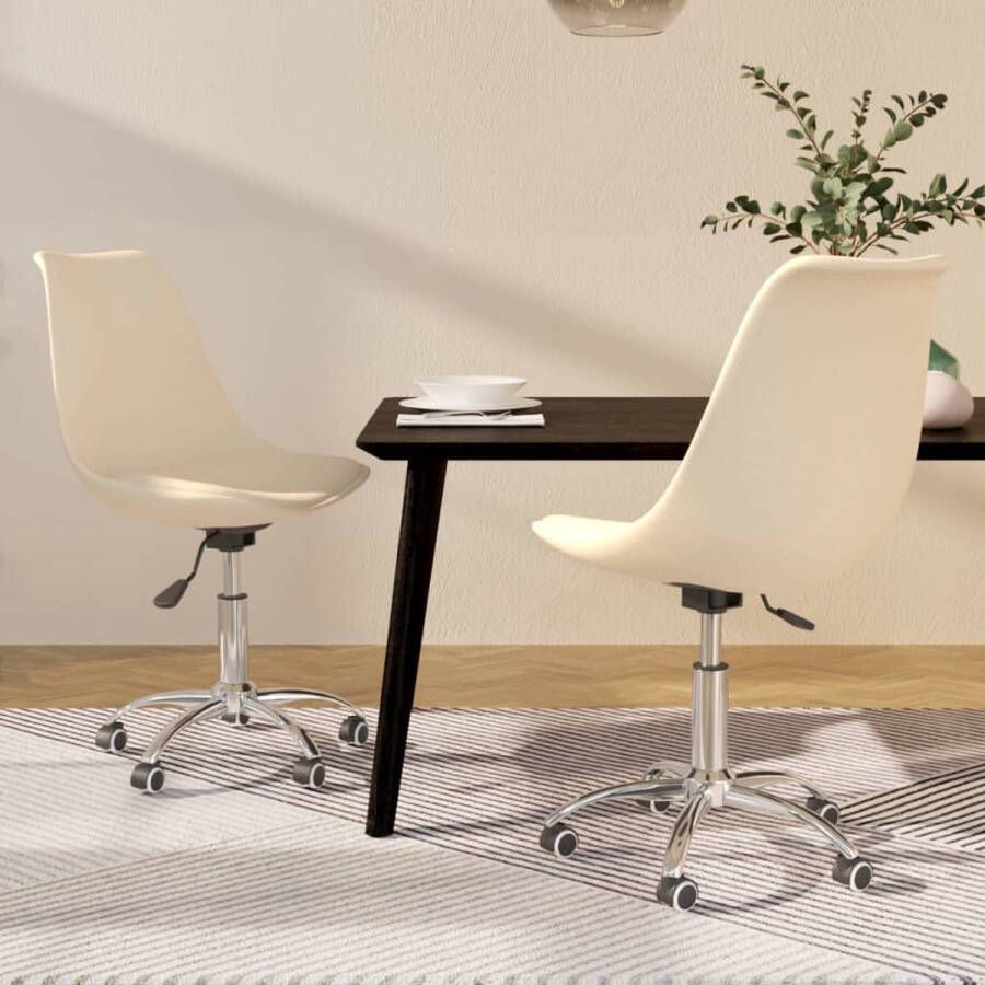 ForYou Prolenta Premium Eetkamerstoelen 2 st draaibaar stof crèmekleurig