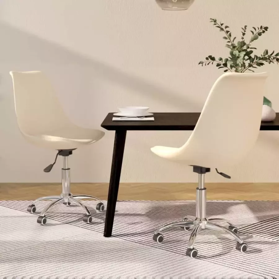 ForYou Prolenta Premium Eetkamerstoelen 2 st draaibaar stof crèmekleurig - Foto 2