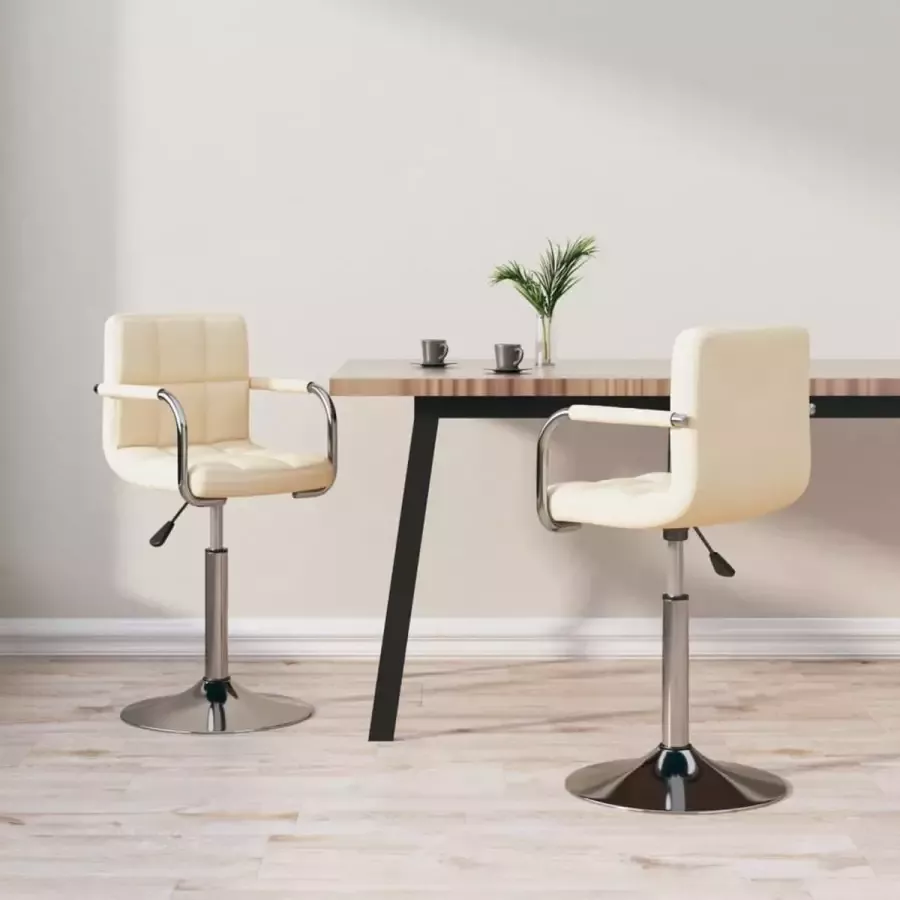 ForYou Prolenta Premium Eetkamerstoelen 2 st draaibaar stof crèmekleurig - Foto 4