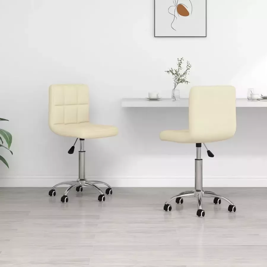 ForYou Prolenta Premium Eetkamerstoelen 2 st draaibaar stof crèmekleurig - Foto 5