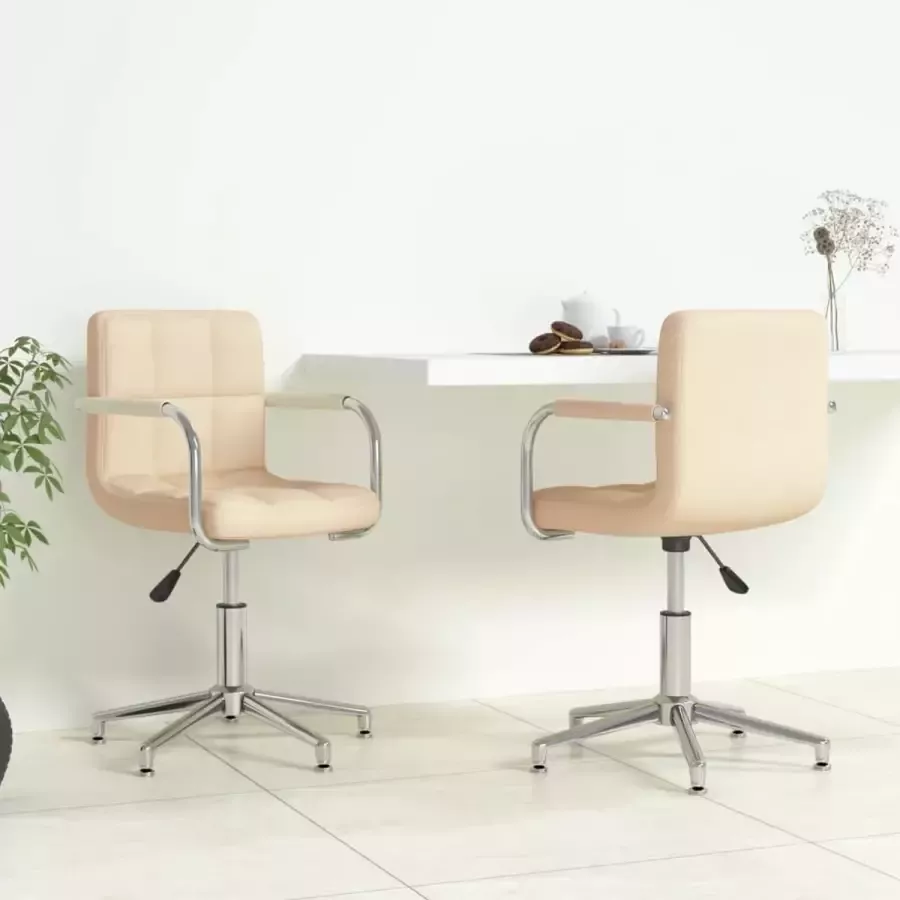 ForYou Prolenta Premium Eetkamerstoelen 2 st draaibaar stof crèmekleurig - Foto 7