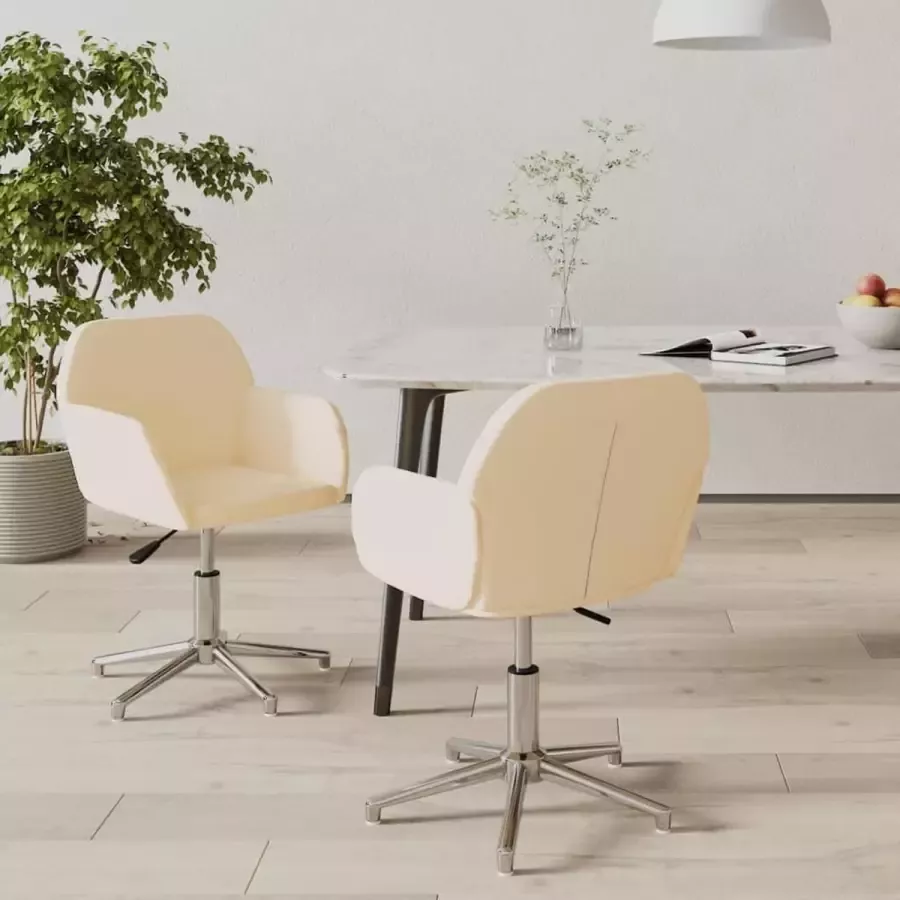 ForYou Prolenta Premium Eetkamerstoelen 2 st draaibaar stof crèmekleurig - Foto 8