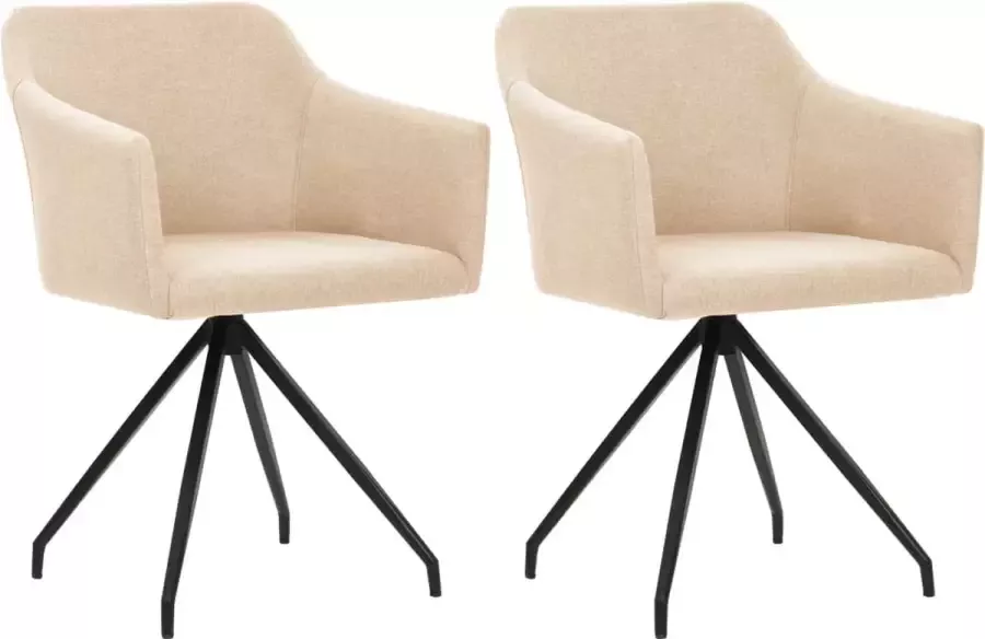 ForYou Prolenta Premium Eetkamerstoelen 2 st draaibaar stof crèmekleurig - Foto 11