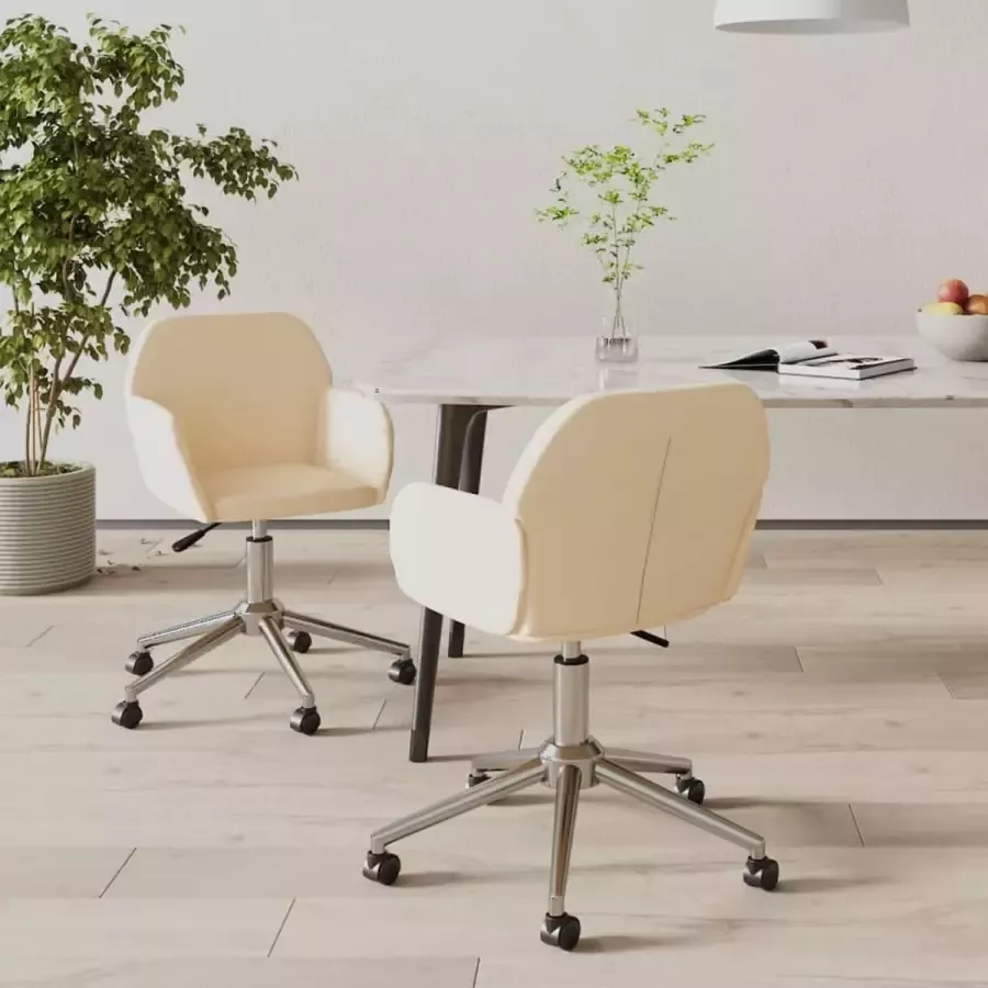 ForYou Prolenta Premium Eetkamerstoelen 2 st draaibaar stof crèmekleurig