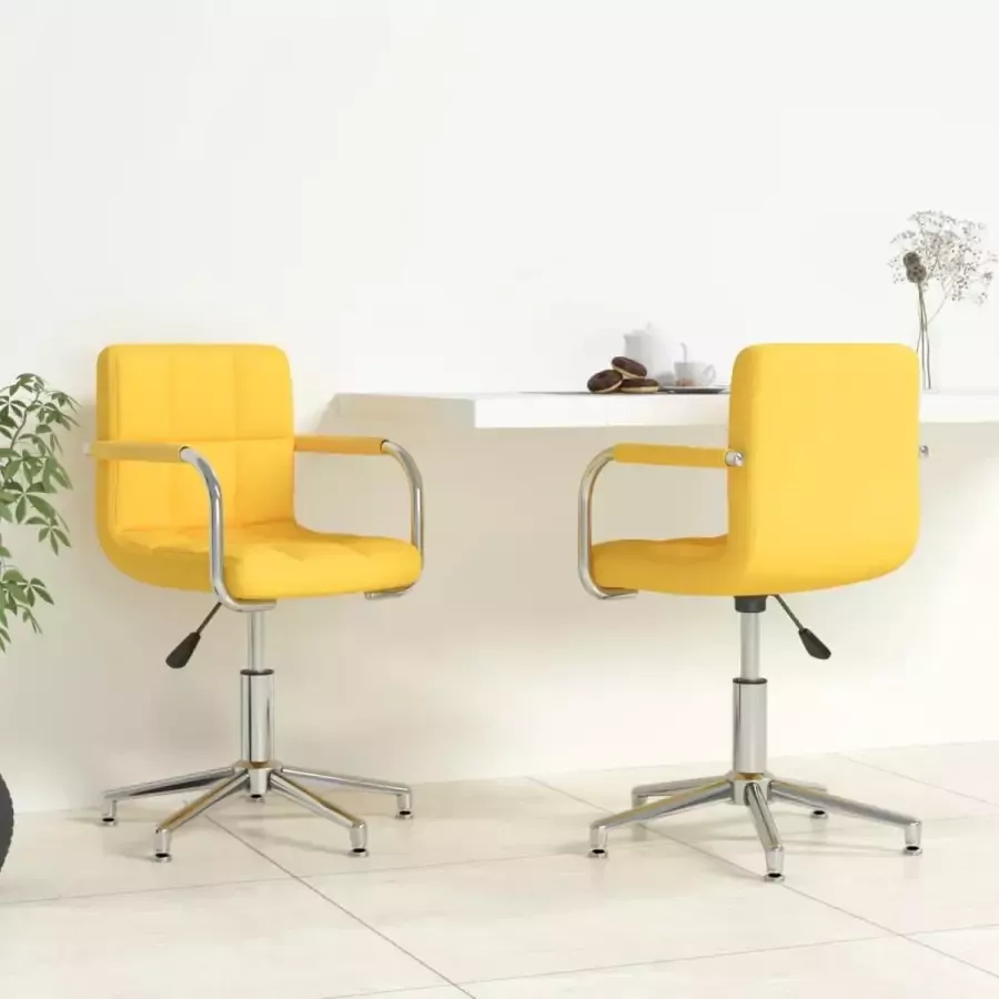 ForYou Prolenta Premium Eetkamerstoelen 2 st draaibaar stof mosterdgeel - Foto 5
