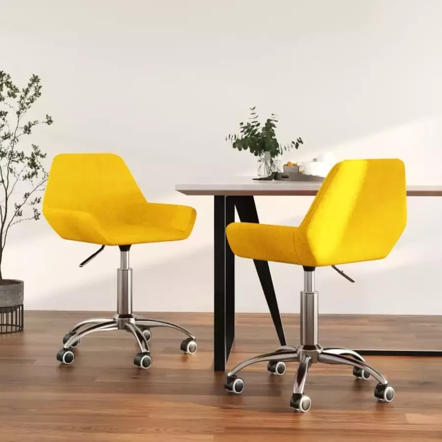 ForYou Prolenta Premium Eetkamerstoelen 2 st draaibaar stof mosterdgeel - Foto 6