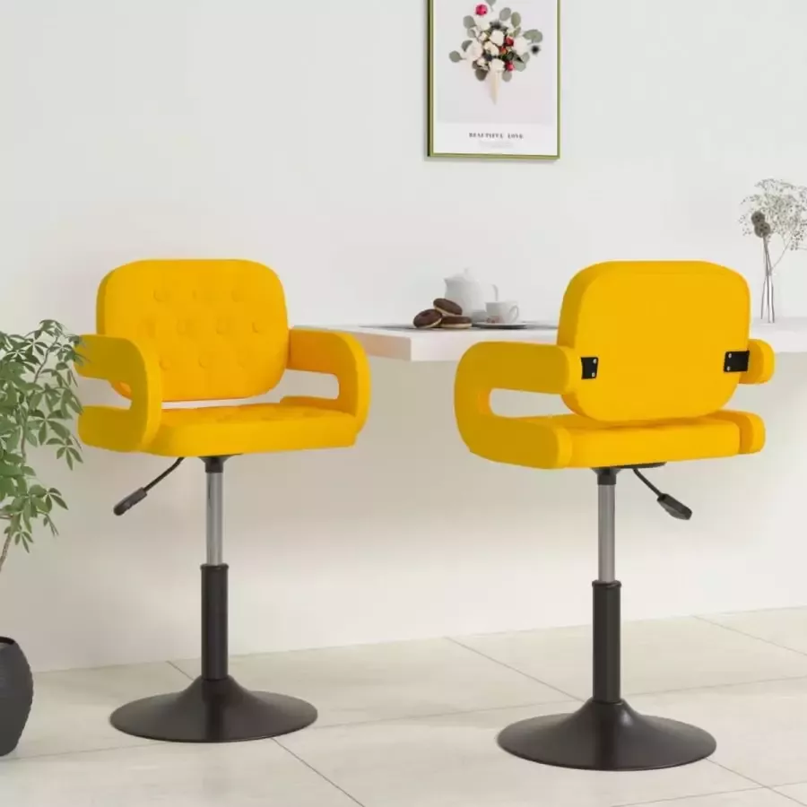 ForYou Prolenta Premium Eetkamerstoelen 2 st draaibaar stof mosterdgeel - Foto 7