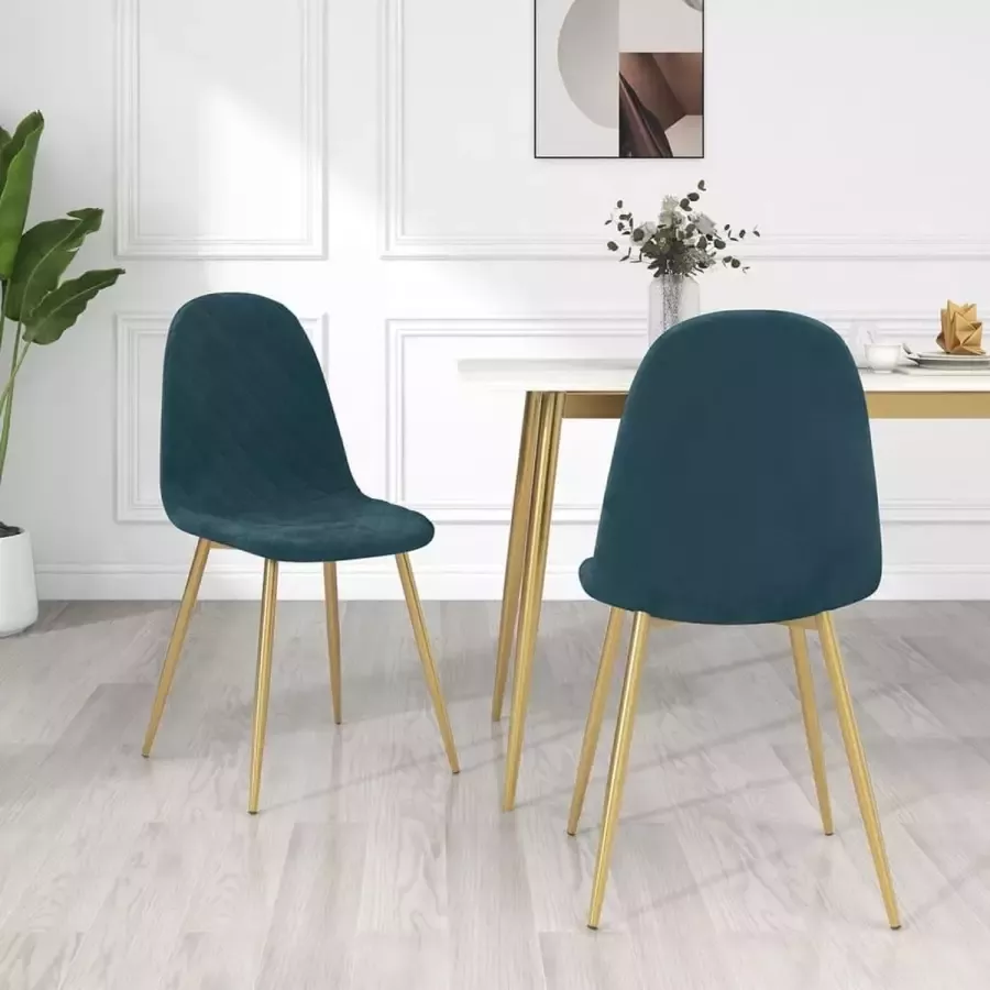 ForYou Prolenta Premium Eetkamerstoelen 2 st fluweel blauw - Foto 4