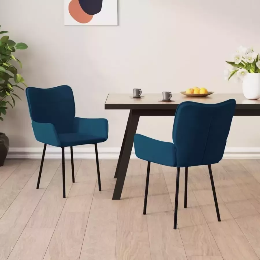 ForYou Prolenta Premium Eetkamerstoelen 2 st fluweel blauw - Foto 6