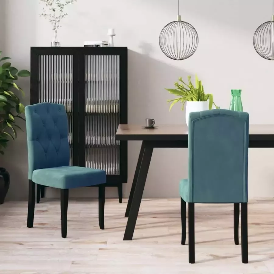 ForYou Prolenta Premium Eetkamerstoelen 2 st fluweel blauw - Foto 7
