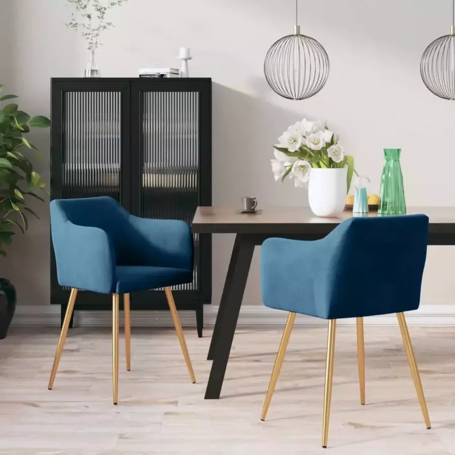 ForYou Prolenta Premium Eetkamerstoelen 2 st fluweel blauw - Foto 8