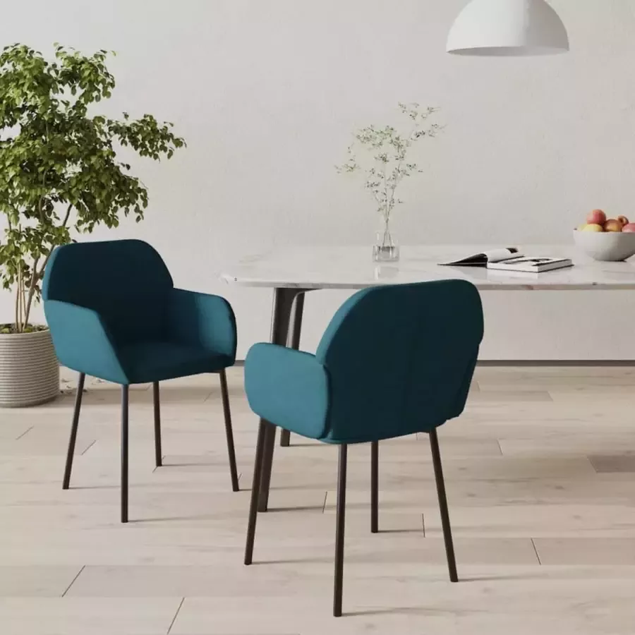 ForYou Prolenta Premium Eetkamerstoelen 2 st fluweel blauw - Foto 9