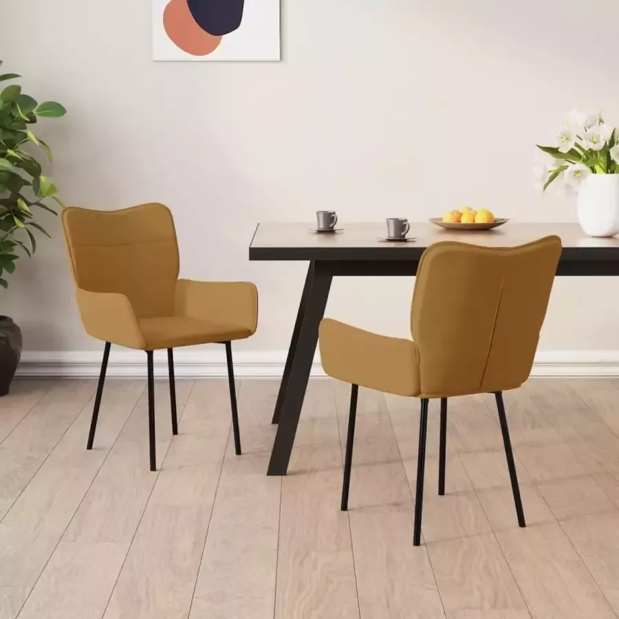 ForYou Prolenta Premium Eetkamerstoelen 2 st fluweel bruin - Foto 6