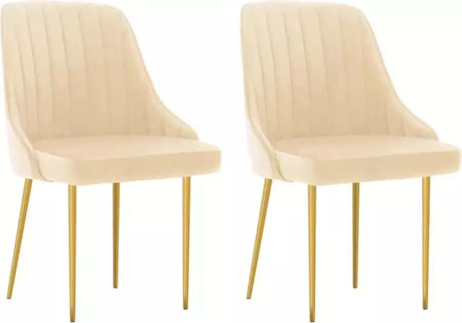 ForYou Prolenta Premium Eetkamerstoelen 2 st fluweel crèmekleurig - Foto 13