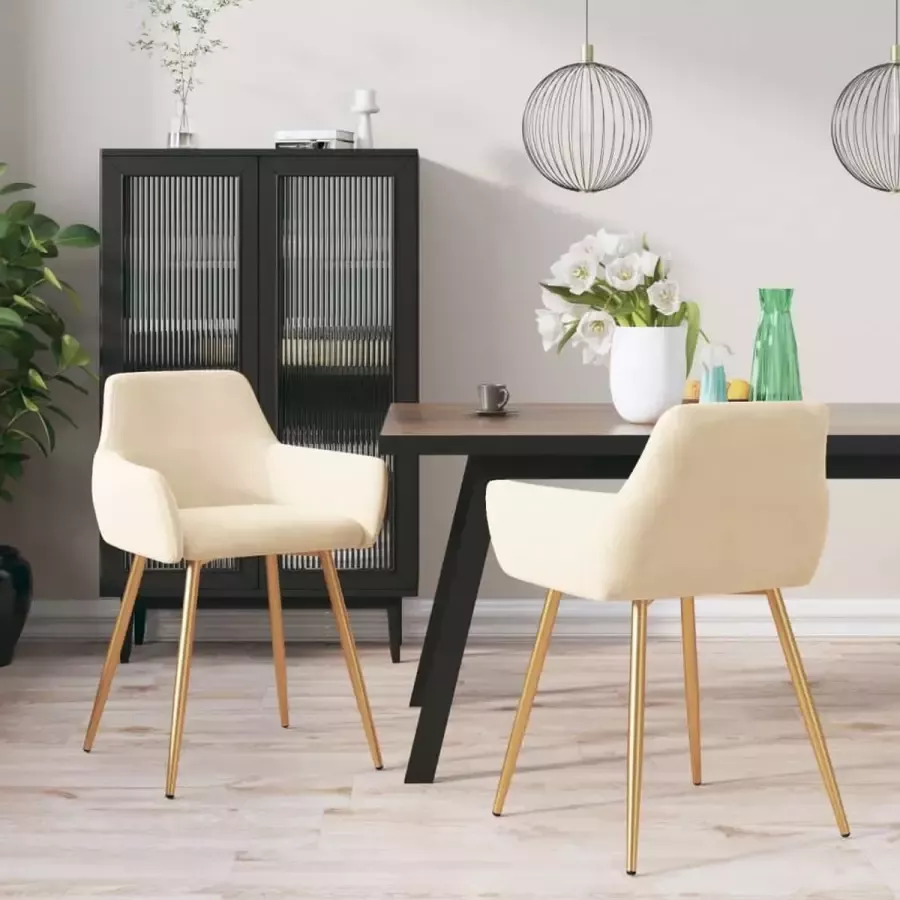 ForYou Prolenta Premium Eetkamerstoelen 2 st fluweel crèmekleurig - Foto 2