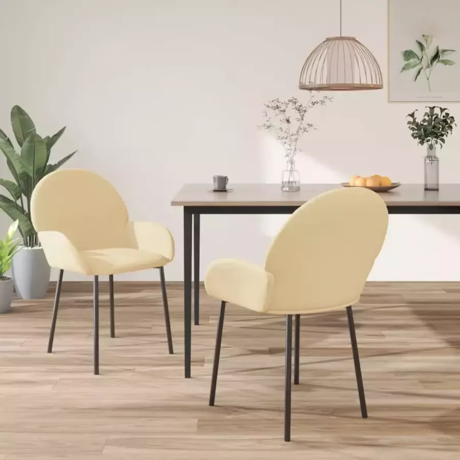 ForYou Prolenta Premium Eetkamerstoelen 2 st fluweel crèmekleurig - Foto 3