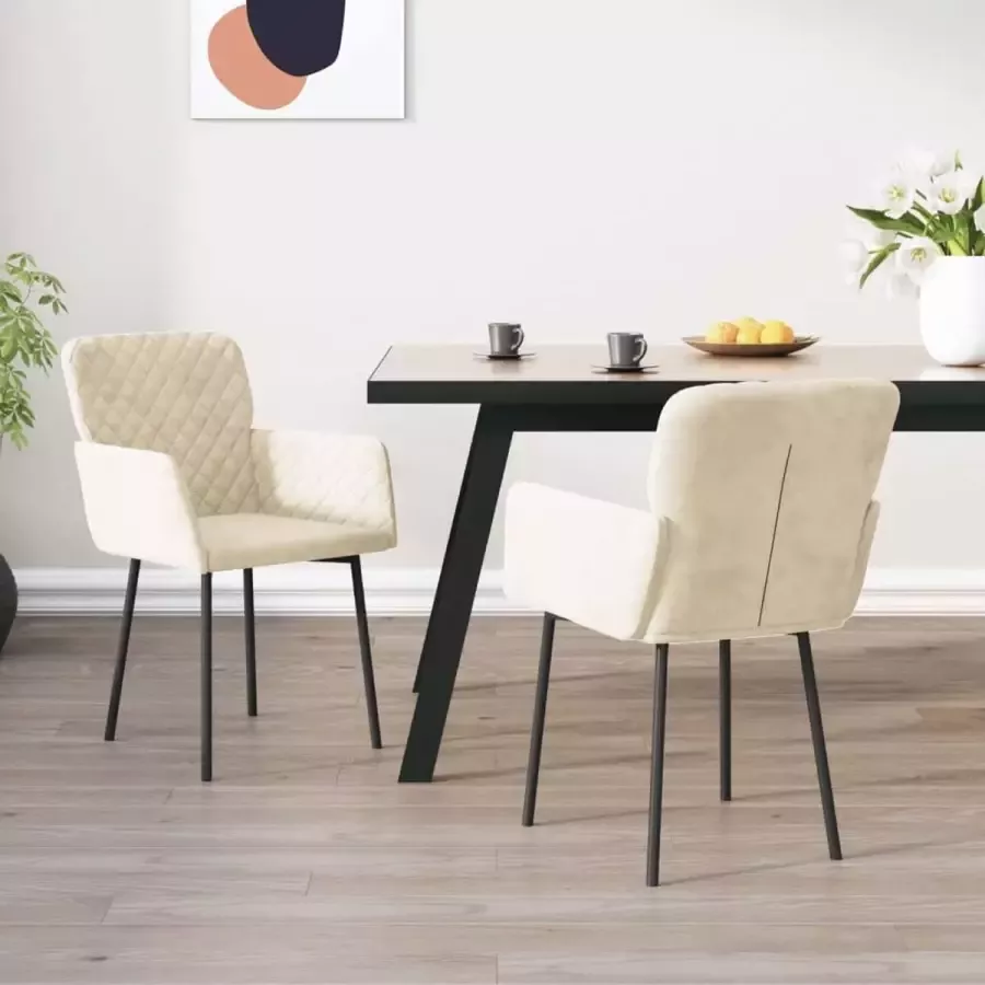 ForYou Prolenta Premium Eetkamerstoelen 2 st fluweel crèmekleurig - Foto 5