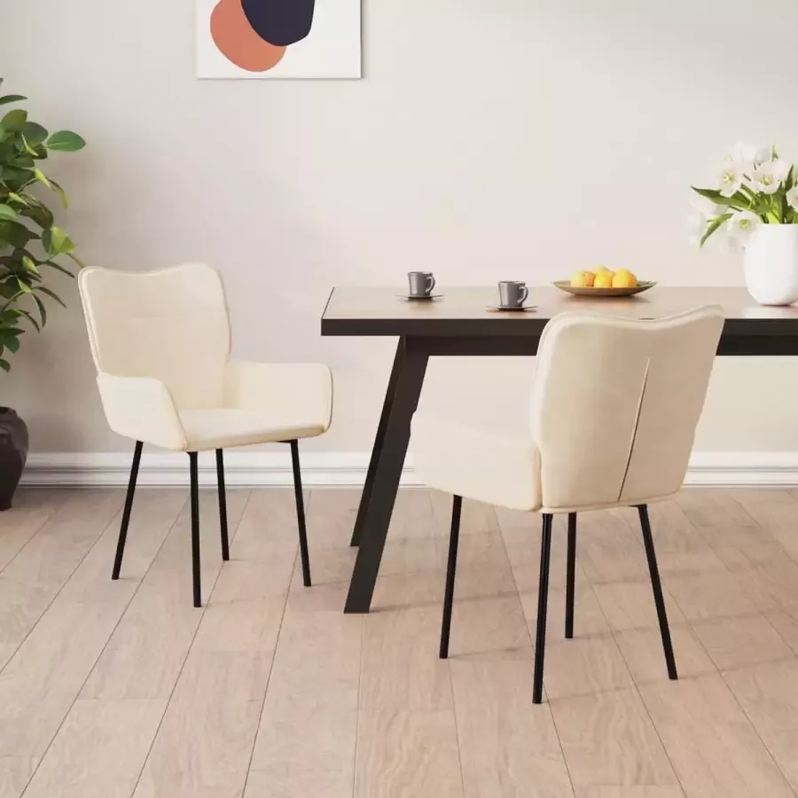 ForYou Prolenta Premium Eetkamerstoelen 2 st fluweel crèmekleurig - Foto 10