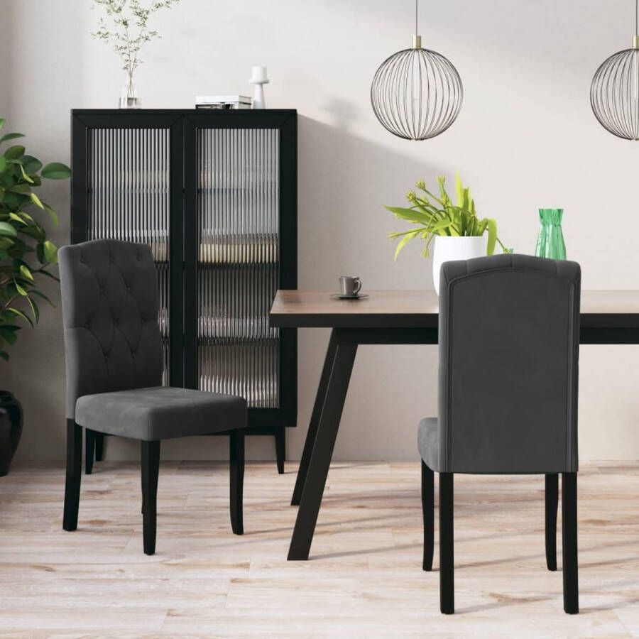 ForYou Prolenta Premium Eetkamerstoelen 2 st fluweel donkergrijs