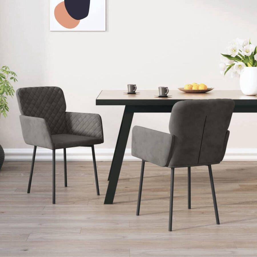 ForYou Prolenta Premium Eetkamerstoelen 2 st fluweel donkergrijs