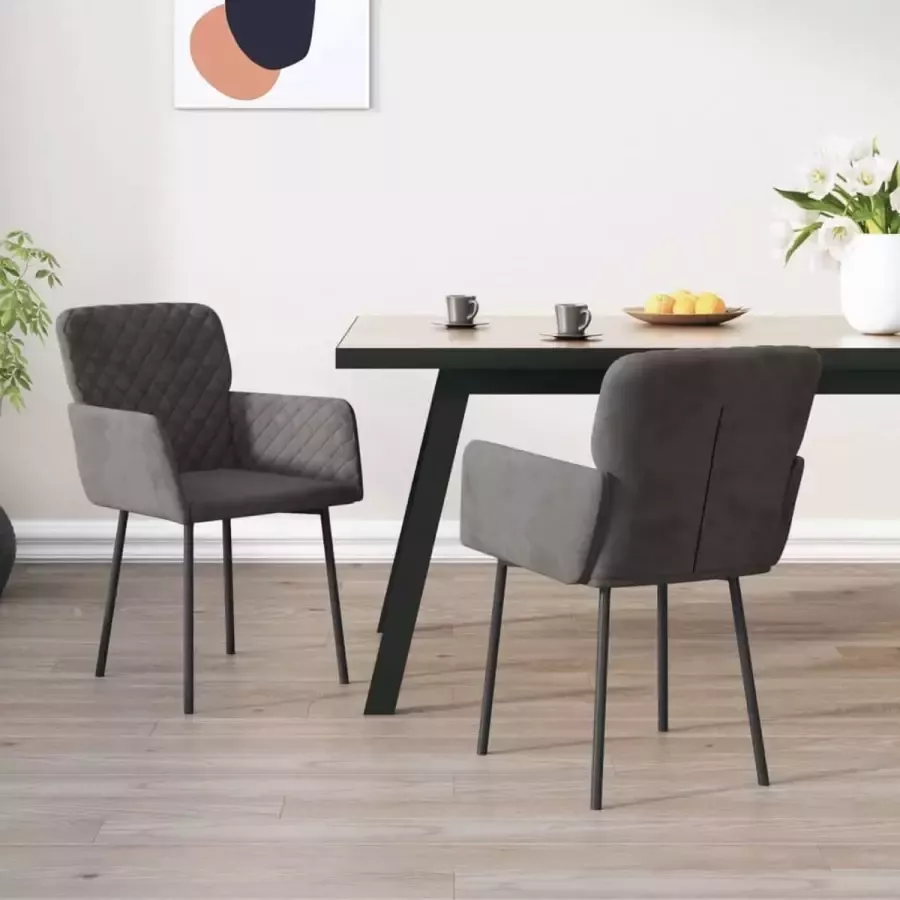 ForYou Prolenta Premium Eetkamerstoelen 2 st fluweel donkergrijs - Foto 7