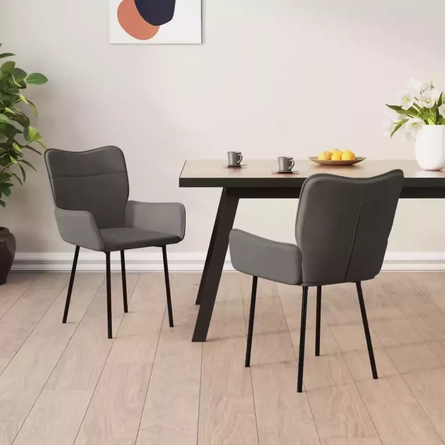 ForYou Prolenta Premium Eetkamerstoelen 2 st fluweel donkergrijs